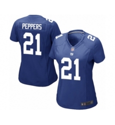 Women's New York Giants #21 Jabrill Peppers Game Royal Blue Team Color Football Jersey