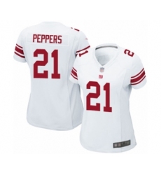 Women's New York Giants #21 Jabrill Peppers Game White Football Jersey