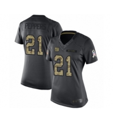 Women's New York Giants #21 Jabrill Peppers Limited Black 2016 Salute to Service Football Jersey