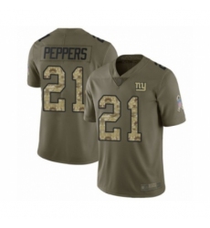 Youth New York Giants #21 Jabrill Peppers Limited Olive Camo 2017 Salute to Service Football Jersey
