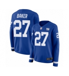 Women's New York Giants #27 Deandre Baker Limited Royal Blue Therma Long Sleeve Football Jersey
