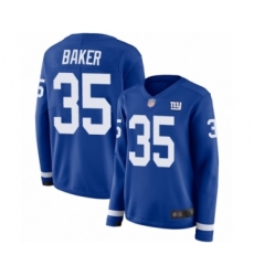Women's New York Giants #35 Deandre Baker Limited Royal Blue Therma Long Sleeve Football Jersey
