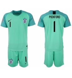 England #1 Pickford Green Goalkeeper Soccer Country Jersey