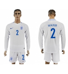 England #2 Walker Home Long Sleeves Soccer Country Jersey