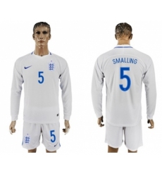 England #5 Smalling Home Long Sleeves Soccer Country Jersey