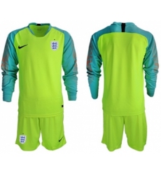 England Blank Shiny Green Goalkeeper Long Sleeves Soccer Country Jersey