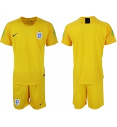 England Blank Yellow Goalkeeper Soccer Country Jersey