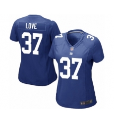 Women's New York Giants #37 Julian Love Game Royal Blue Team Color Football Jersey