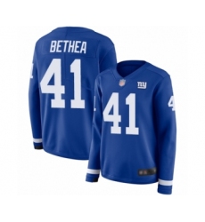 Women's New York Giants #41 Antoine Bethea Limited Royal Blue Therma Long Sleeve Football Jersey