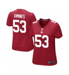 Women's New York Giants #53 Oshane Ximines Game Red Alternate Football Jersey