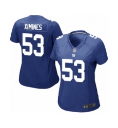 Women's New York Giants #53 Oshane Ximines Game Royal Blue Team Color Football Jersey