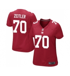 Women's New York Giants #70 Kevin Zeitler Game Red Alternate Football Jersey