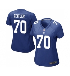 Women's New York Giants #70 Kevin Zeitler Game Royal Blue Team Color Football Jersey