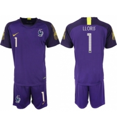 France #1 LLORIS Purple Goalkeeper Soccer Country Jersey