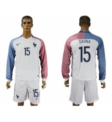 France #15 Sagna Away Long Sleeves Soccer Country Jersey