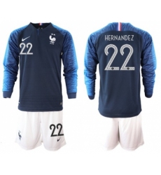 France #22 Hernandez Home Long Sleeves Soccer Country Jersey
