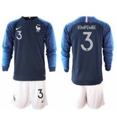 France #3 Kimpembe Home Long Sleeves Soccer Country Jersey