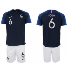 France #6 Pogba Home Soccer Country Jersey