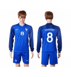 France #8 Valbuena Home Long Sleeves Soccer Country Jersey