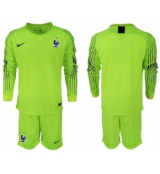 France Blank Shiny Green Goalkeeper Long Sleeves Soccer Country Jersey