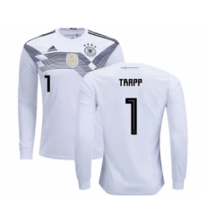 Germany #1 Trapp White Home Long Sleeves Soccer Country Jersey