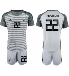 Germany #22 Ter Stegen Grey Goalkeeper Soccer Country Jersey