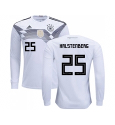 Germany #25 Halstenberg White Home Long Sleeves Soccer Country Jersey