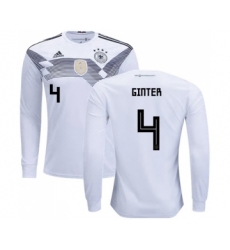 Germany #4 Ginter White Home Long Sleeves Soccer Country Jersey
