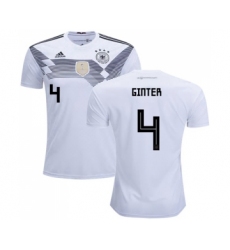 Germany #4 Ginter White Home Soccer Country Jersey
