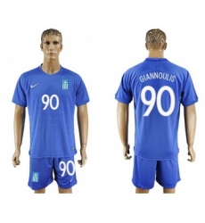 Greece #90 Giannoulis Away Soccer Country Jersey