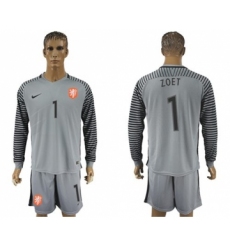 Holland #1 Zoet Grey Goalkeeper Long Sleeves Soccer Country Jersey