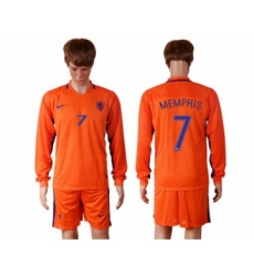 Holland #7 Memphis Home Long Sleeves Soccer Country Jersey
