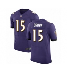 Men's Baltimore Ravens #15 Marquise Brown Purple Team Color Vapor Untouchable Elite Player Football Jersey