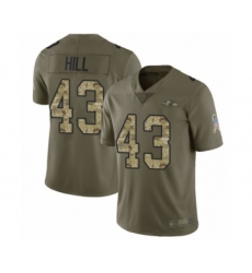 Men's Baltimore Ravens #43 Justice Hill Limited Olive Camo Salute to Service Football Jersey