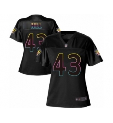 Women's Baltimore Ravens #43 Justice Hill Game Black Fashion Football Jersey