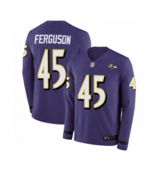 Youth Baltimore Ravens #45 Jaylon Ferguson Limited Purple Therma Long Sleeve Football Jersey