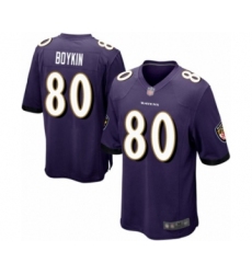 Men's Baltimore Ravens #80 Miles Boykin Game Purple Team Color Football Jersey