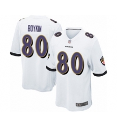 Men's Baltimore Ravens #80 Miles Boykin Game White Football Jersey