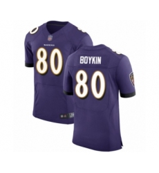 Men's Baltimore Ravens #80 Miles Boykin Purple Team Color Vapor Untouchable Elite Player Football Jersey