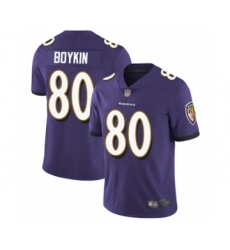 Men's Baltimore Ravens #80 Miles Boykin Purple Team Color Vapor Untouchable Limited Player Football Jersey