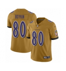 Youth Baltimore Ravens #80 Miles Boykin Limited Gold Inverted Legend Football Jersey