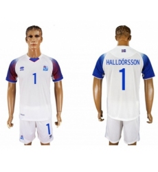 Iceland #1 Halldorsson Away Soccer Country Jersey