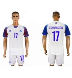 Iceland #17 Gunnarsson Away Soccer Country Jersey