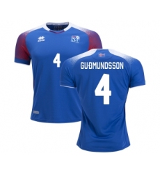 Iceland #4 GUDMUNDSSON Home Soccer Country Jersey