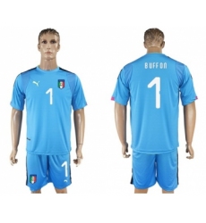 Italy #1 Buffon Blue Goalkeeper Soccer Country Jersey