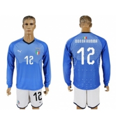 Italy #12 Donna Rumma Blue Home Long Sleeves Soccer Country Jersey