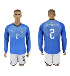 Italy #2 Zappacosta Blue Home Long Sleeves Soccer Country Jersey