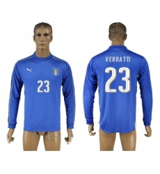 Italy #23 Verratti Blue Home Long Sleeves Soccer Country Jersey