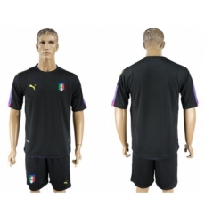 Italy Blank Black Goalkeeper Soccer Country Jersey