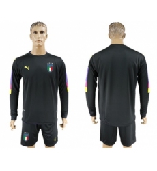 Italy Blank Black Long Sleeves Goalkeeper Soccer Country Jersey